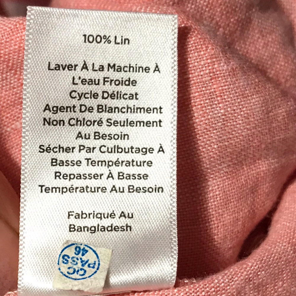 Talbots Coral Pink Linen Belted Shirt Dress XL - Picture 8 of 8
